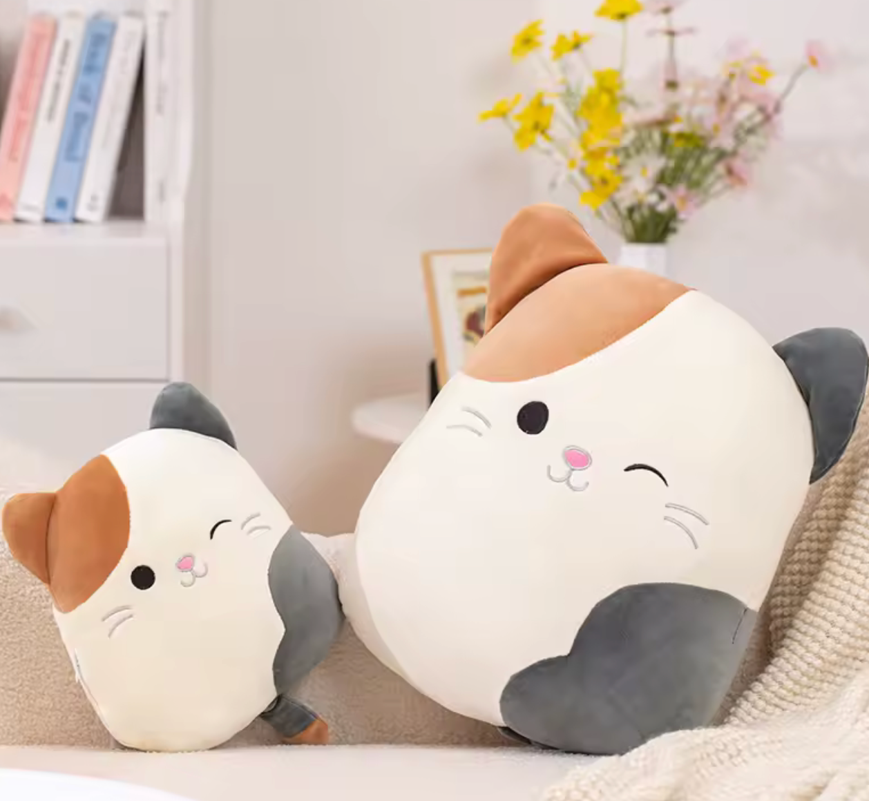 Cute Calico Cat Plush Pillow