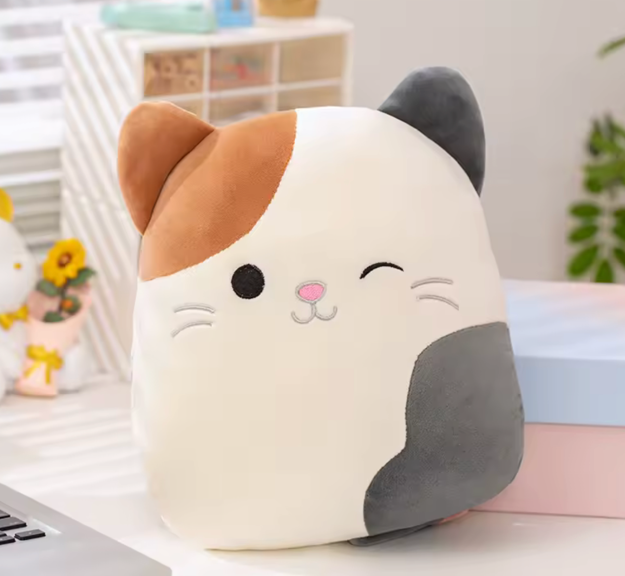 Cute Calico Cat Plush Pillow