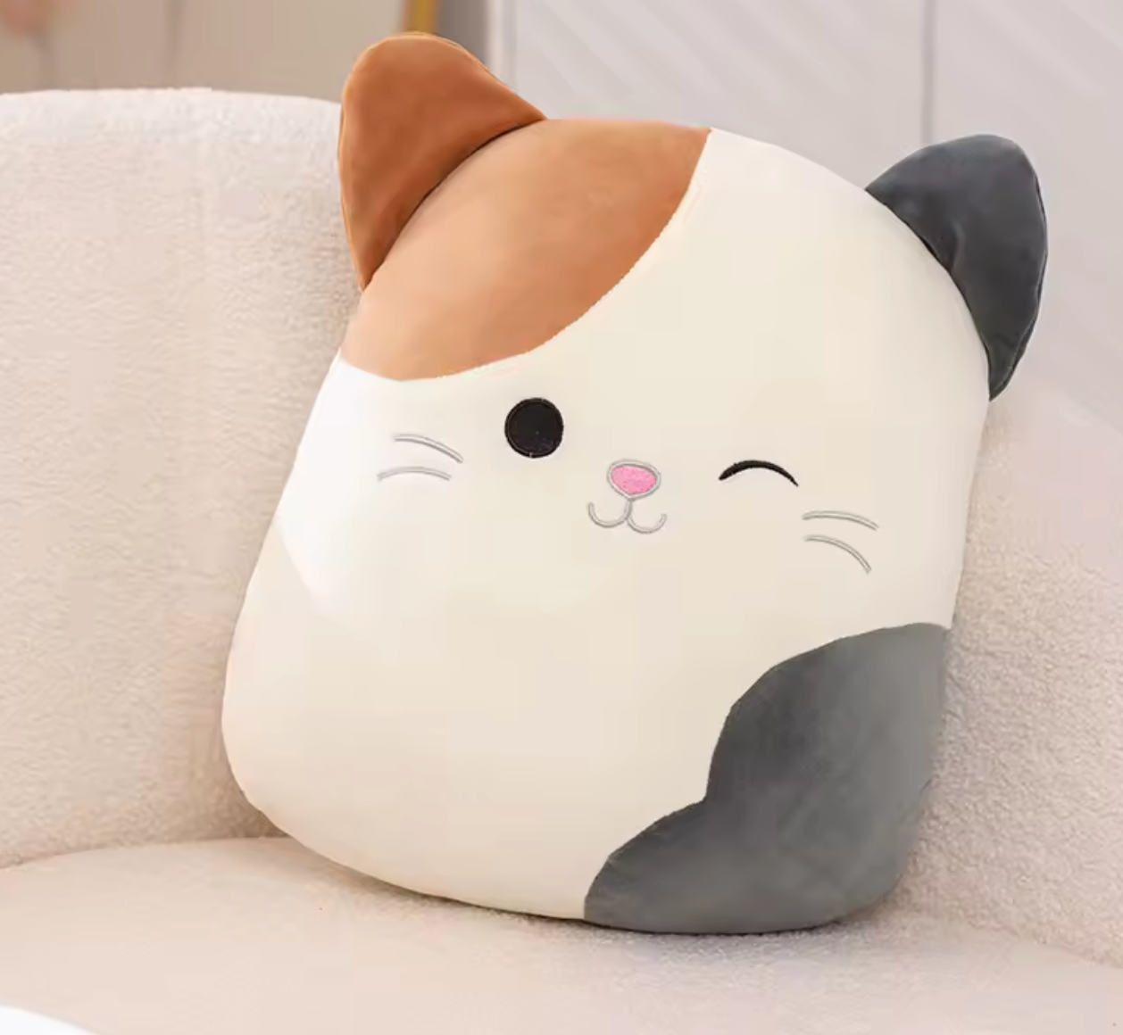 Cute Calico Cat Plush Pillow