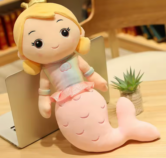 Beautiful Crown Mermaid Doll – Soft Cartoon Plush Princess Toy