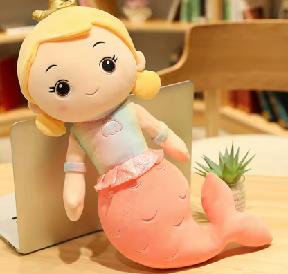 Beautiful Crown Mermaid Doll – Soft Cartoon Plush Princess Toy