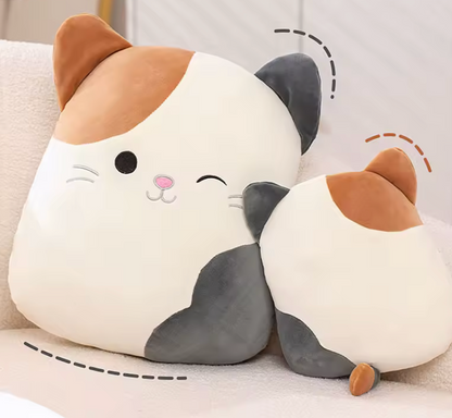 Cute Calico Cat Plush Pillow
