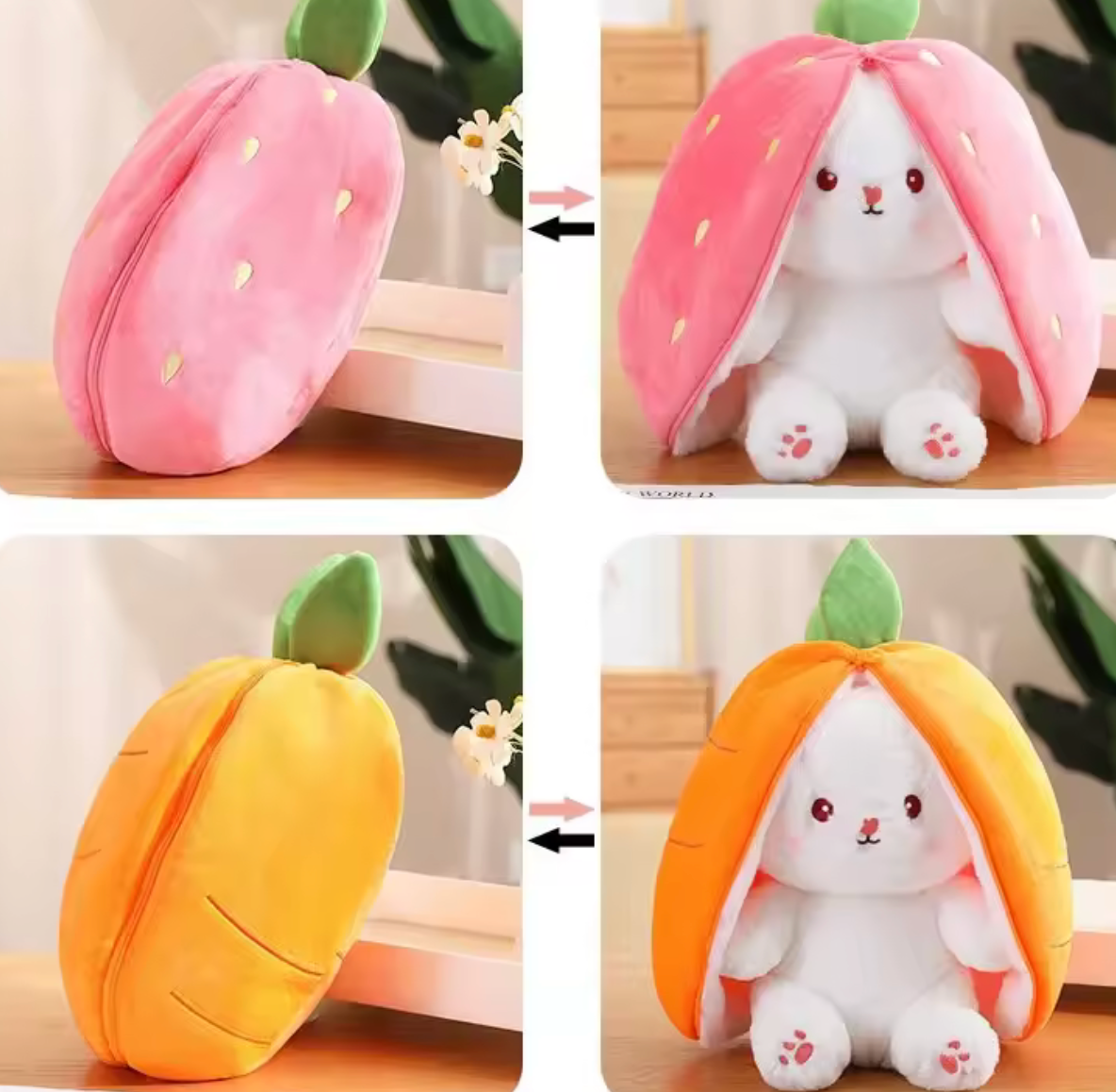 Cute Strawberry Carrot Rabbit Plush Toy